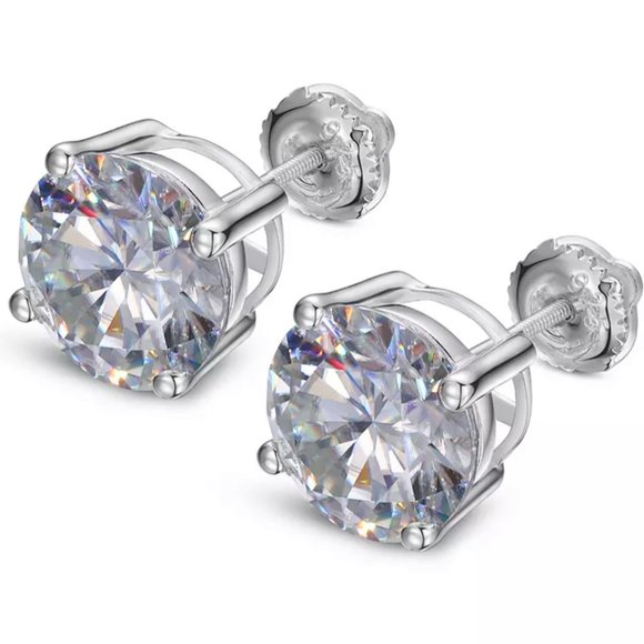Jewelry - Certified 6ct. t.w. Diamond Round Cut 4-Prong Screw Back Earrings